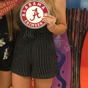 Black and White Striped Romper